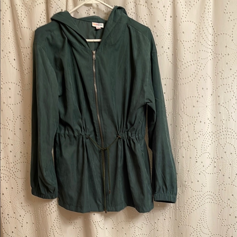 LuLaRoe Green Utility Jacket with Hood and Cinched Waist
